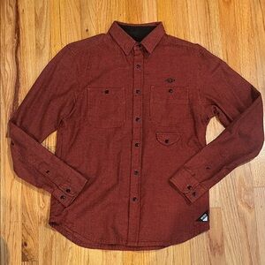 10.Deep Dark Red Casual Button-Down Shirt